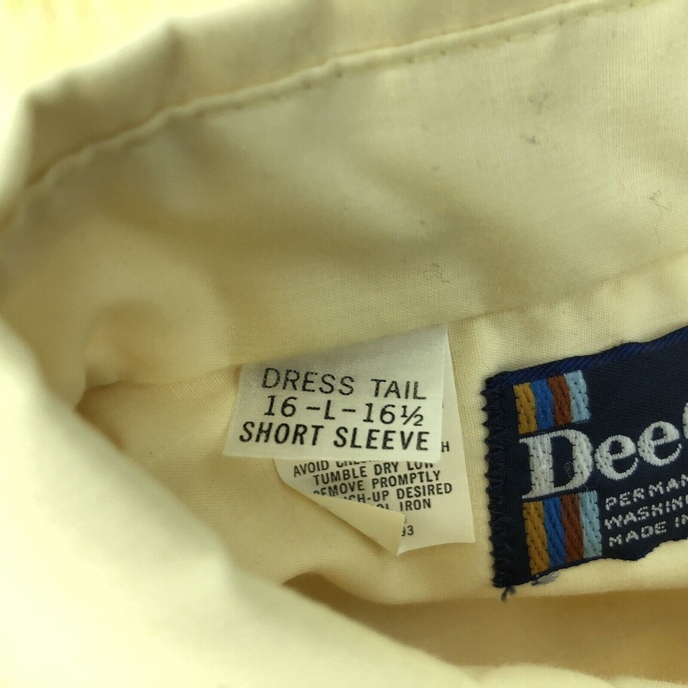 Dee Cee Men's Button Front Shirt Size 16-L-16.5 Yellow Dress Tail Perm Press - Picture 7 of 7